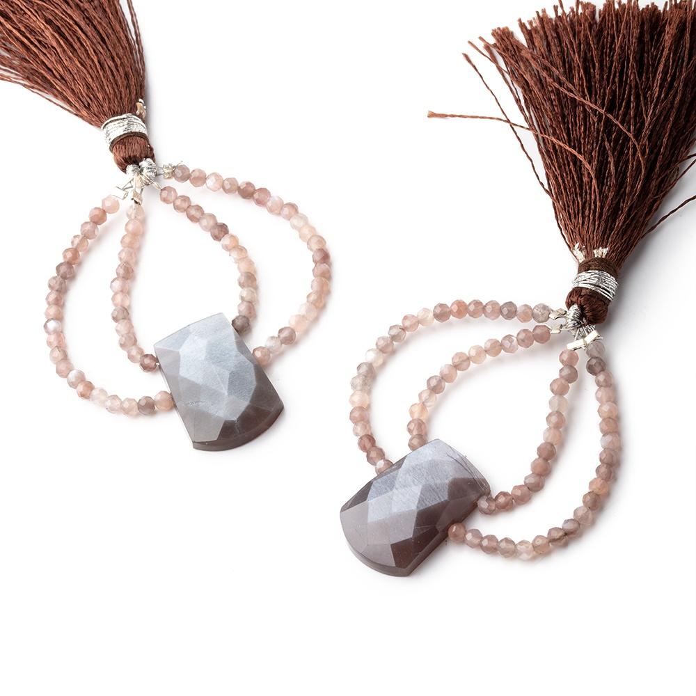 40x30mm Chocolate Moonstone Fancy Focal Beads Sold as a Set of 2