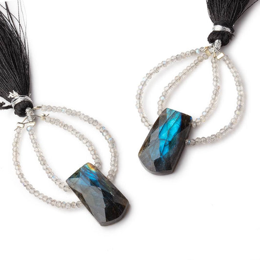 40x30mm Labradorite Faceted Fancy Focal Beads Set of 2