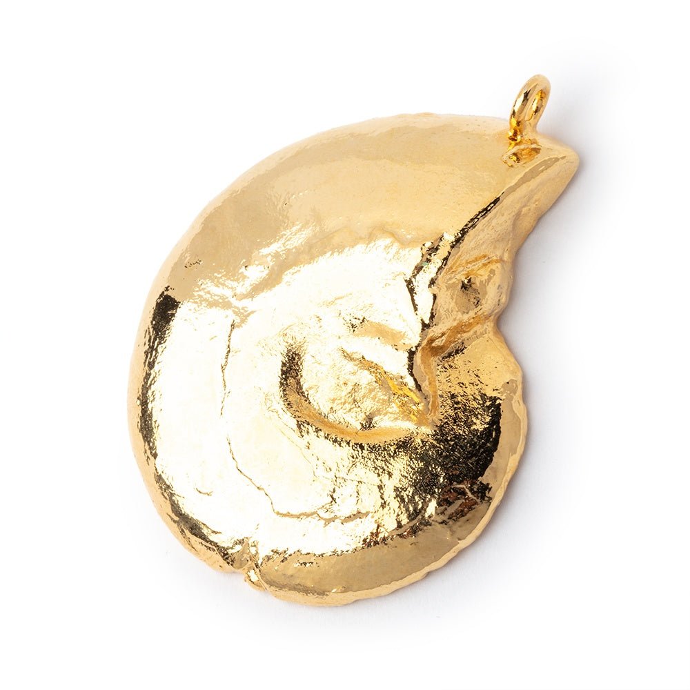 40x32mm Gold Leafed Ammonite Fossil Pendant 1 focal piece