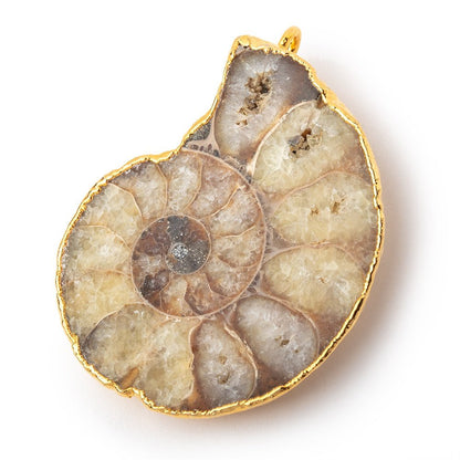 40x32mm Gold Leafed Ammonite Fossil Pendant 1 focal piece