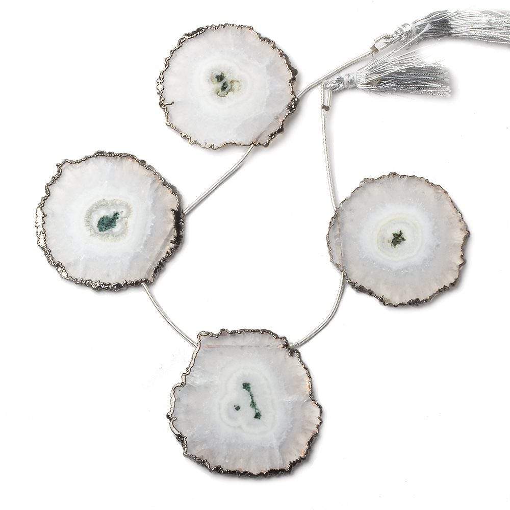 40x40-42x42mm Black Gold Leafed Solar Quartz Slices AAA Grade 4 pieces