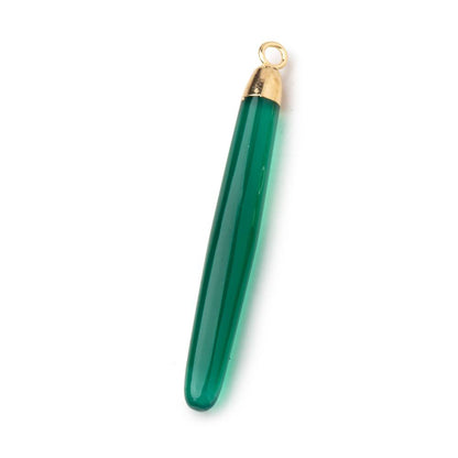 40x5mm Gold Leafed Green Onyx Plain Tube Pendant 1 piece