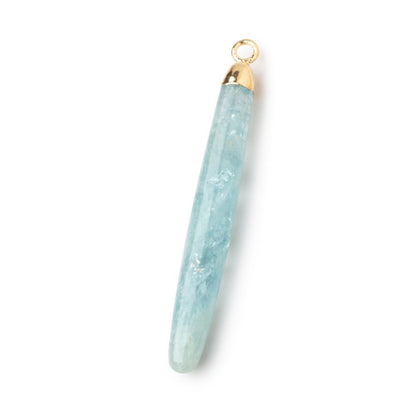 40x5mm Gold Leafed Milky Aquamarine Plain Tube Pendant 1 piece