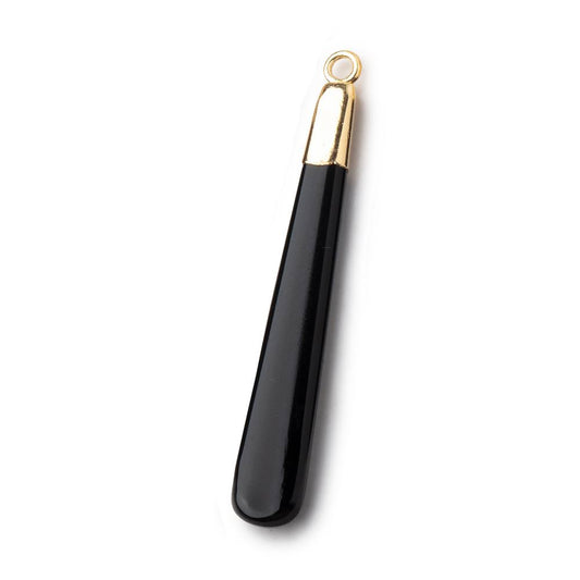 40x6mm Gold Leafed Black Onyx Plain Pear Pendant 1 piece