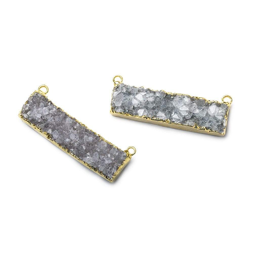 40x8mm Gold Leaf Edged Amethyst Drusy East West Bar Connector 1 piece