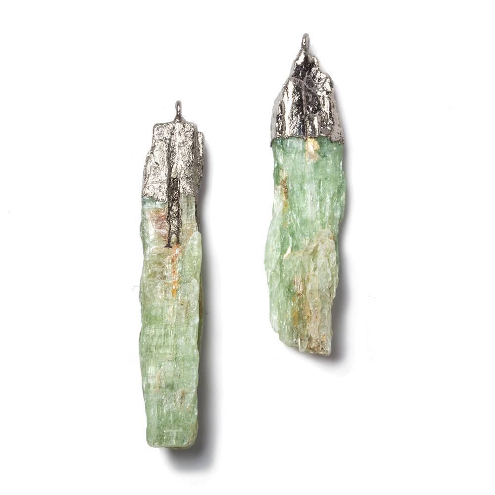 40x9mm to 43x7mm Black Gold Leafed Kyanite Natural Crystal Pendant Set of 2