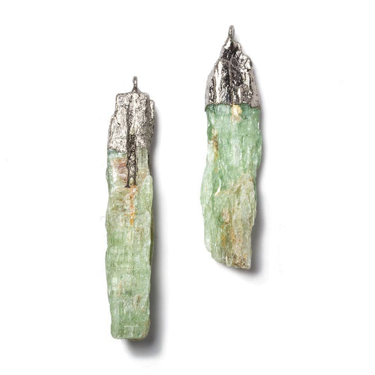 40x9mm to 43x7mm Black Gold Leafed Kyanite Natural Crystal Pendant Set of 2