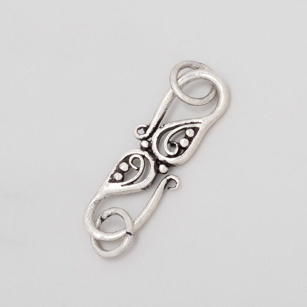 26x10mm Antiqued Sterling Silver S Hook with Paisley 1 piece