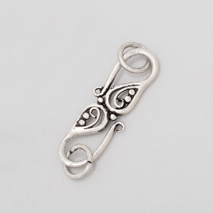 26x10mm Antiqued Sterling Silver S Hook with Paisley 1 piece