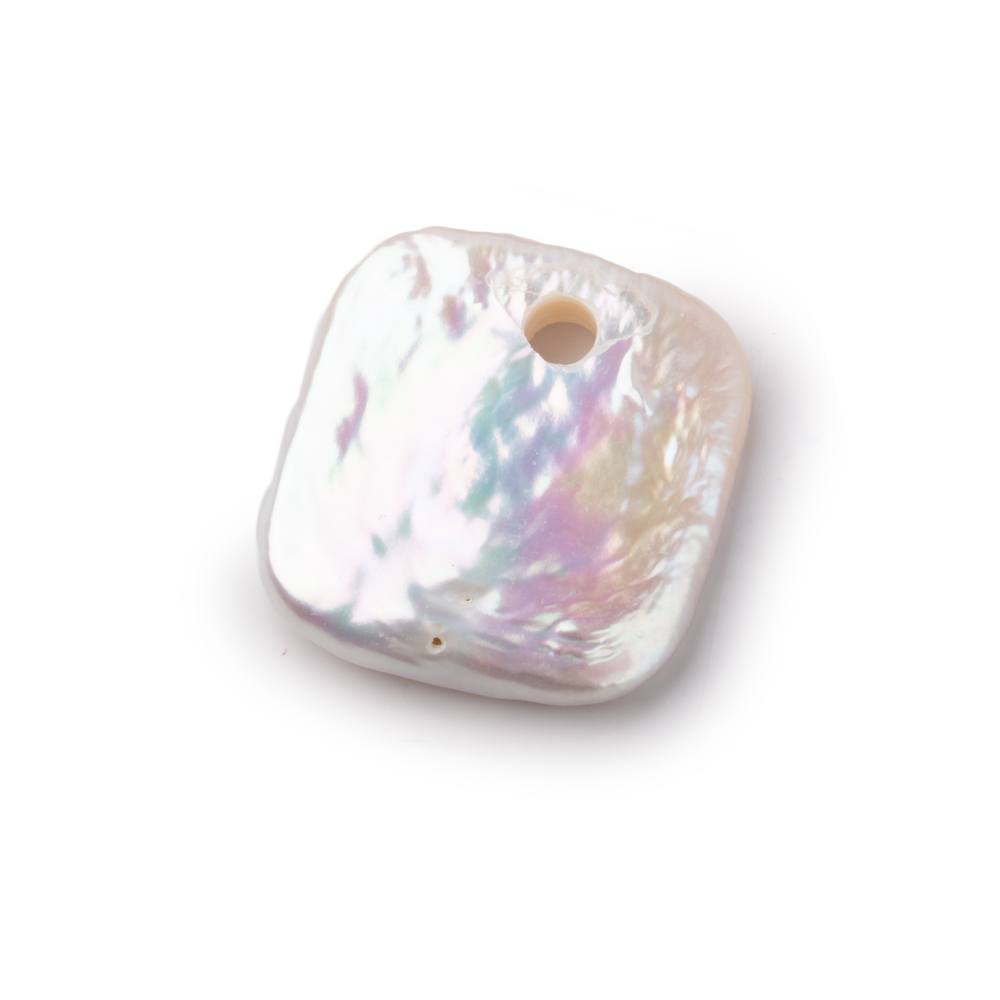 20-22mm Off White Square Large Hole Pearl Focal Bead 1 piece