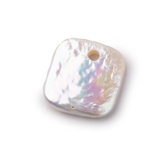 20-22mm Off White Square Large Hole Pearl Focal Bead 1 piece