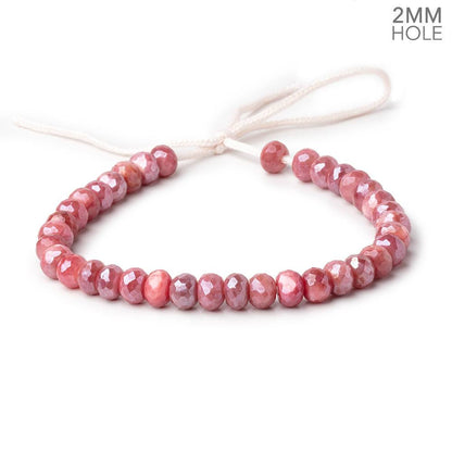 8mm Mystic Dark Pink Moonstone 2mm Large Hole Faceted Rondelles 8 inch 36 pcs