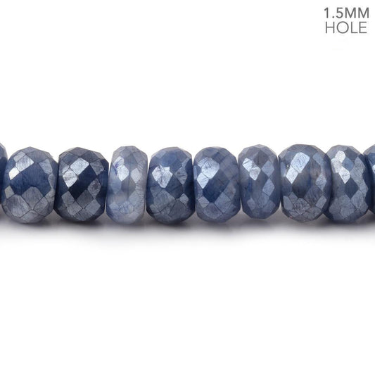 6mm Mystic Blue Moonstone 1.5mm Large Hole Faceted Rondelles 8 inch 48 Beads