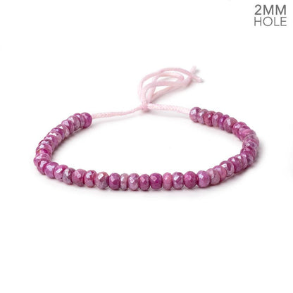 6mm Mystic Fuchsia Moonstone 2mm Large Hole Faceted Rondelles 8 inch 48 Beads