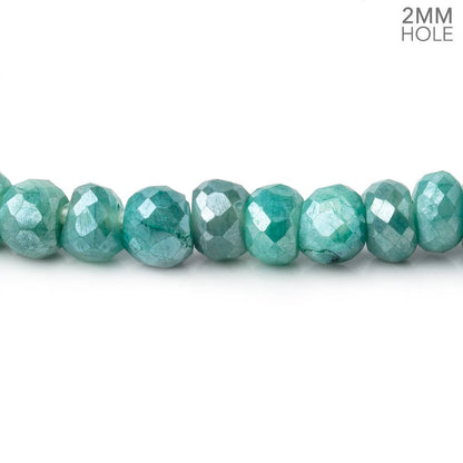 6mm Mystic Green Moonstone 2mm Large Hole Faceted Rondelles 8 inch 48 Beads