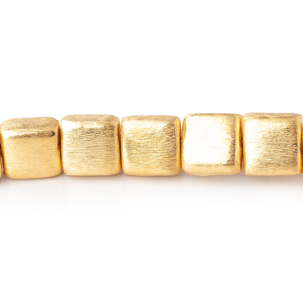 8mm 22kt Gold Plated Brushed Square Beads 8 inch 25 pieces