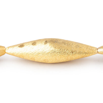 35x9mm 22kt Gold Plated Copper Brushed Patterned Marquise 8 inch 6 Beads