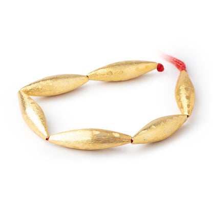 35x9mm 22kt Gold Plated Copper Brushed Patterned Marquise 8 inch 6 Beads