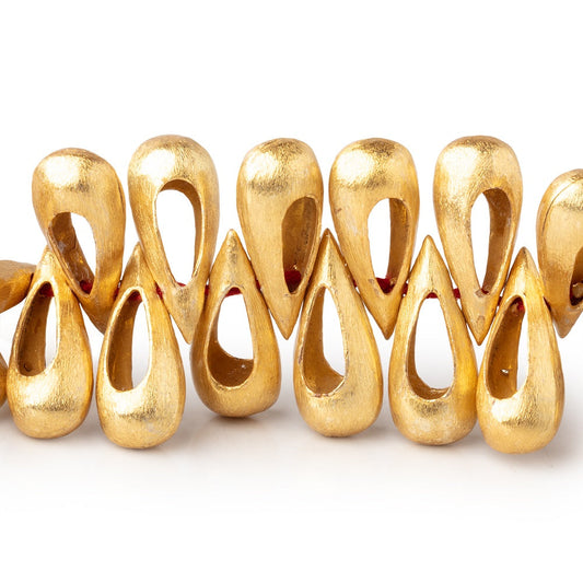 17x7mm 22kt Gold Plated Copper Brushed Pear with Center Void 8 inch 52 pieces