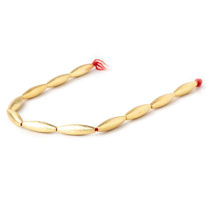 20x5mm 22kt Gold Plated Copper Brushed Marquise Beads 8 inch 11 pieces