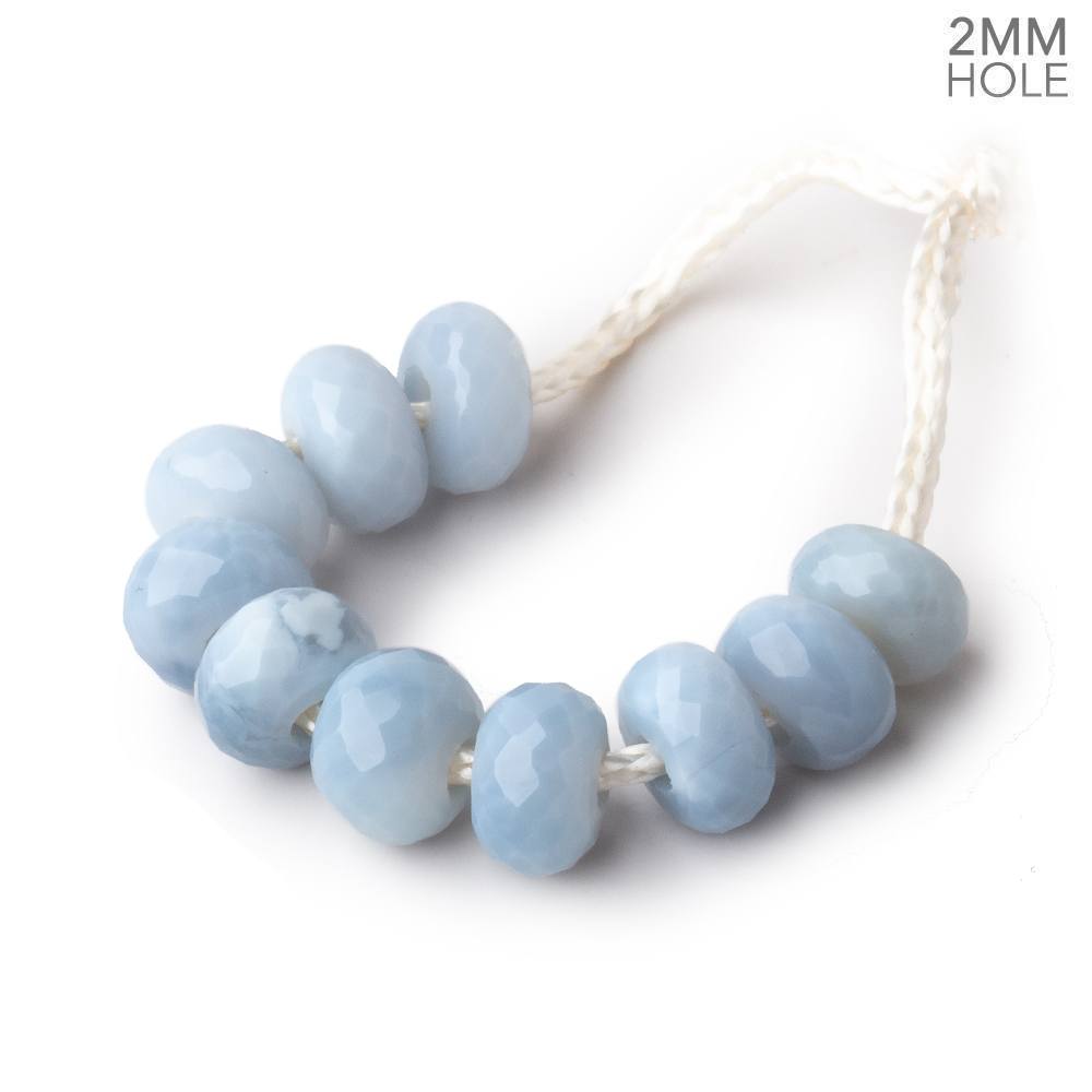 8mm Owyhee Denim Blue Opal 2mm Large Hole Faceted Rondelle Set of 10