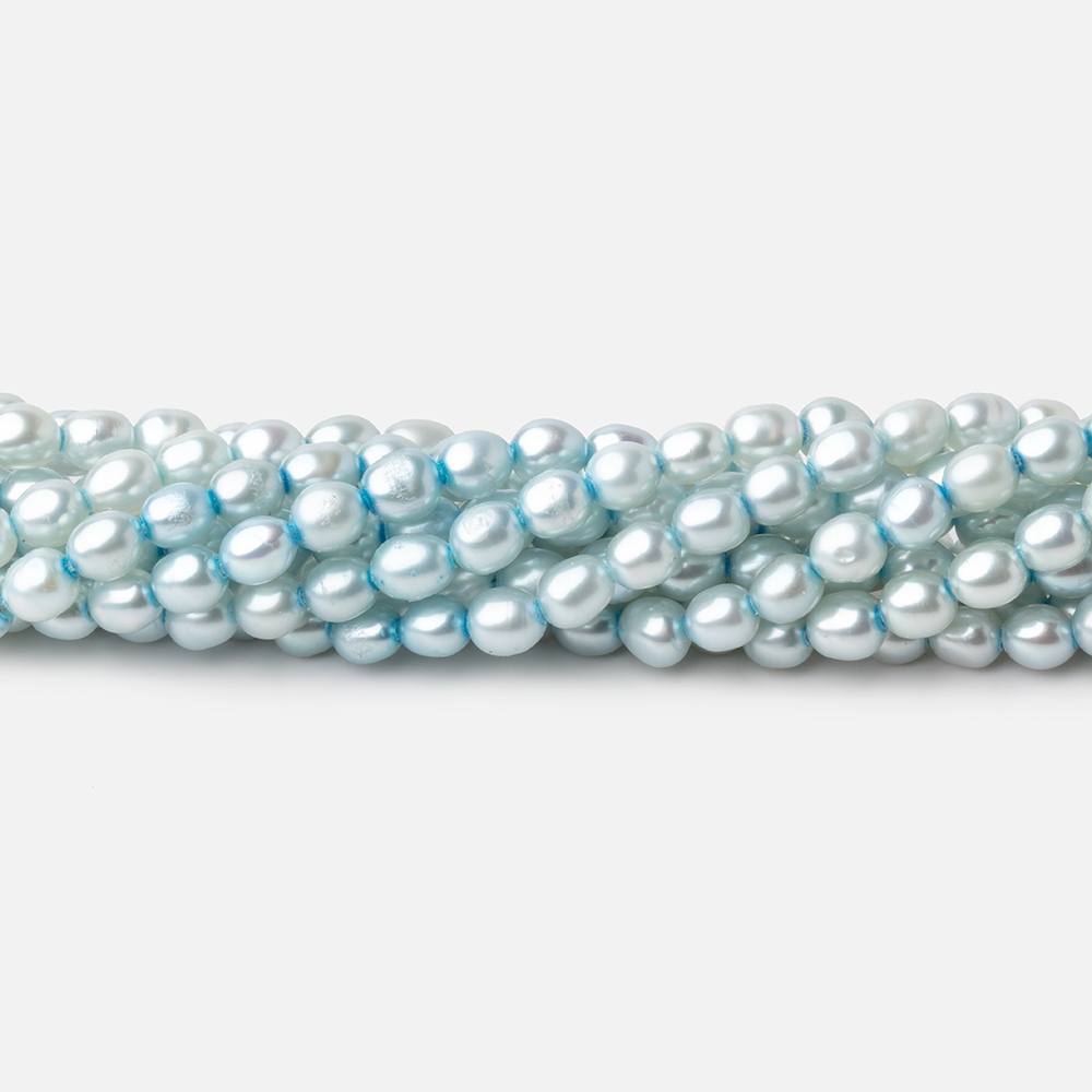 4x3mm Powder Blue Straight Drill Oval Pearl Beads 15 inch 96 pieces