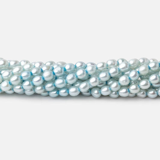 4x3mm Powder Blue Straight Drill Oval Pearl Beads 15 inch 96 pieces