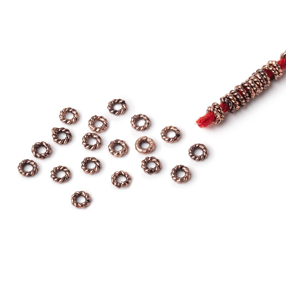 4mm Antiqued Copper Twisted Jumpring 8 inch 163 pieces