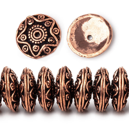 11mm Antiqued Copper Southwestern Motif Bead Caps 8 inch 90 pieces