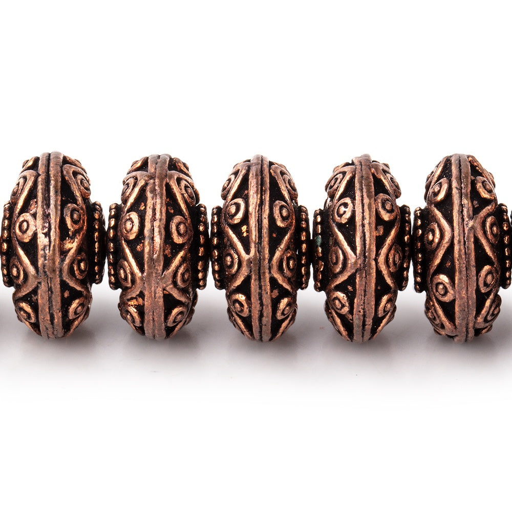 14mm Antiqued Copper Southwestern Motif Disc 8 inch 27 Beads