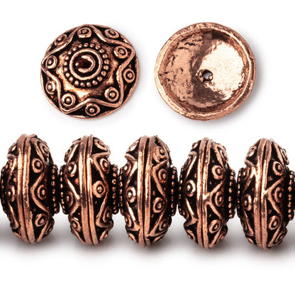14mm Antiqued Copper Southwestern Motif Bead Caps 8 inch 54 pieces