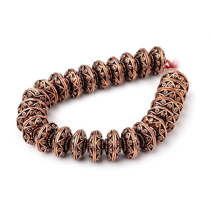 14mm Antiqued Copper Southwestern Motif Bead Caps 8 inch 54 pieces