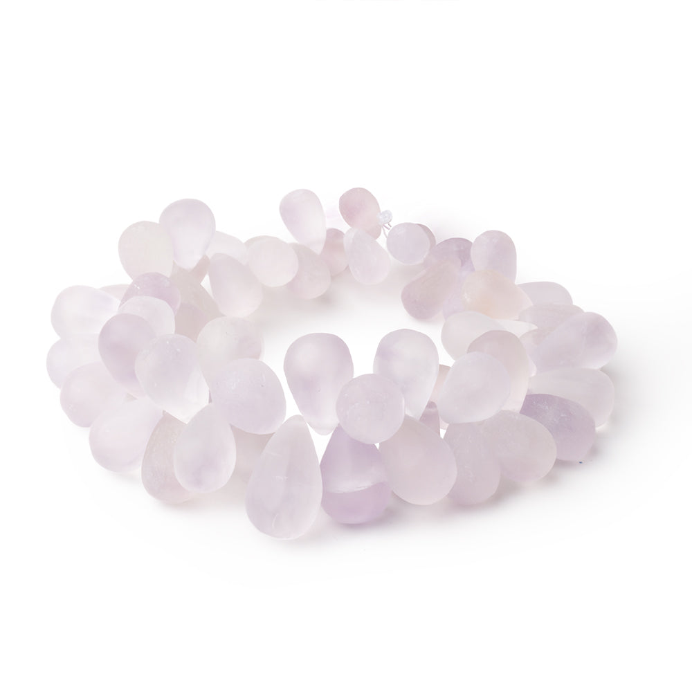 8x6-16x9mm Frosted Pink Amethyst Faceted Tear Drops 8 inch 60 Beads