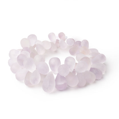 8x6-16x9mm Frosted Pink Amethyst Faceted Tear Drops 8 inch 60 Beads