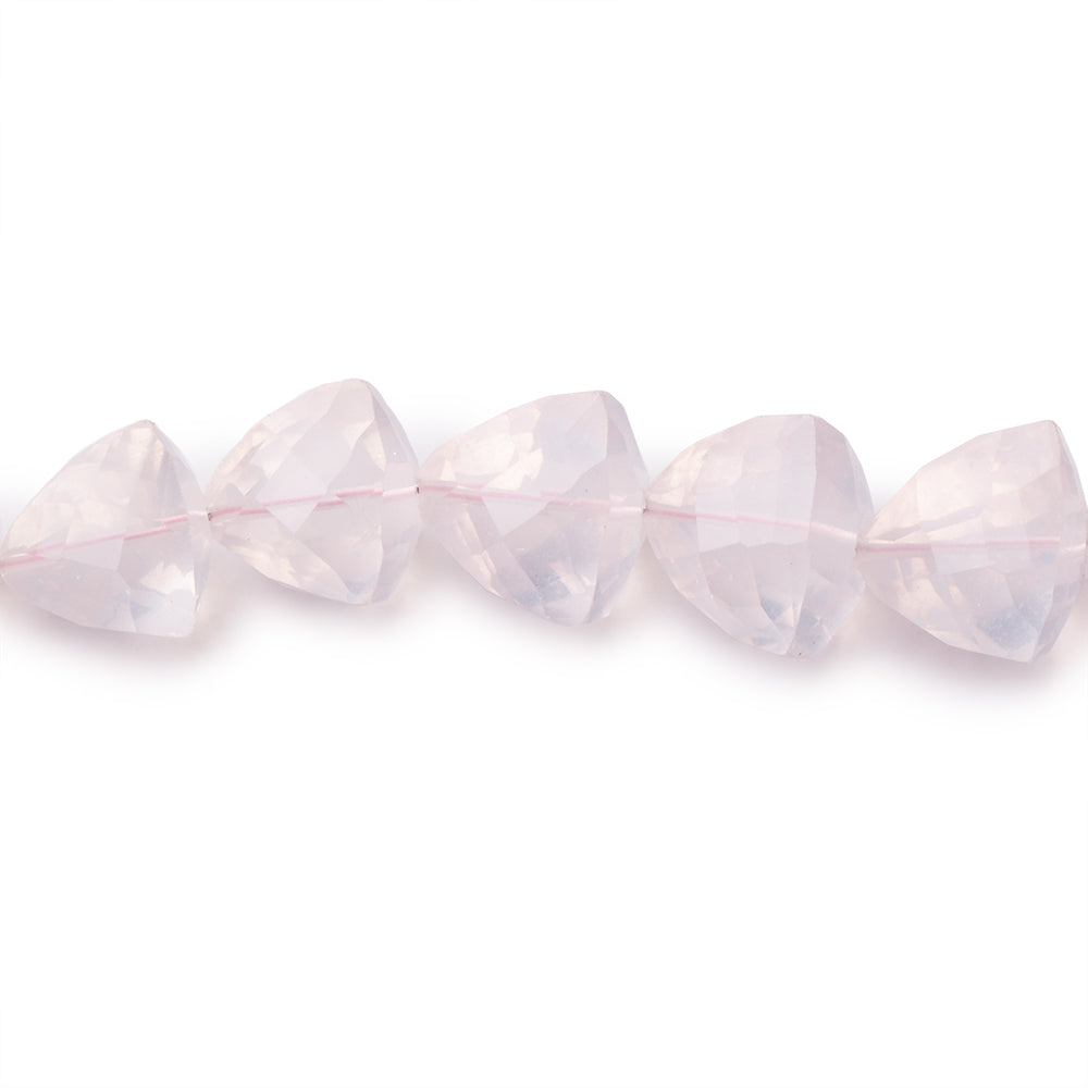 7-12mm Rose Quartz Straight Drilled Faceted Trillion Beads 16 inch 46 pieces