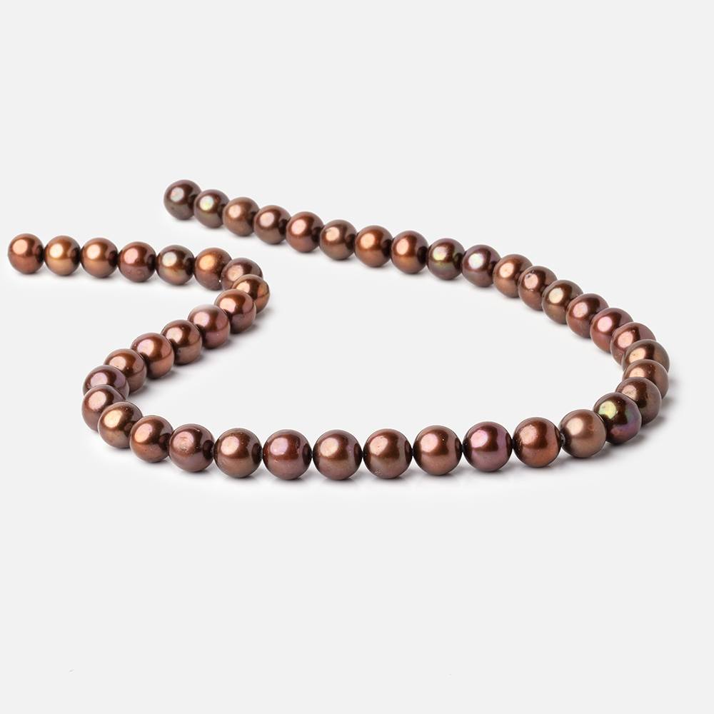 9x8-10x9mm Chocolate Brown Off Round Pearl Beads 15 inch 46 pieces