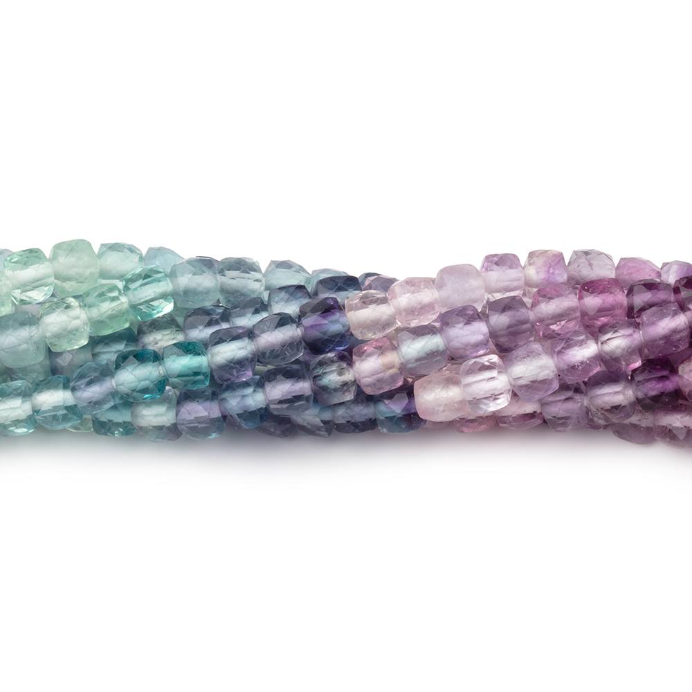 4mm Shaded Fluorite Micro Faceted Cube Beads 12.5 inch 84 pieces AA