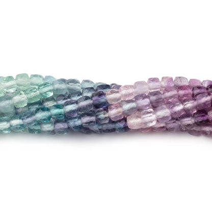 4mm Shaded Fluorite Micro Faceted Cube Beads 12.5 inch 84 pieces AA