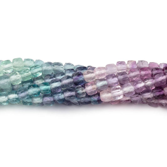 4mm Shaded Fluorite Micro Faceted Cube Beads 12.5 inch 84 pieces AA