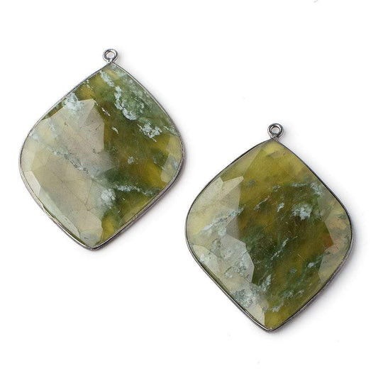 41.5x34.5mm Black Gold Bezeled Serpentine Freeform Set of 2 Pendants