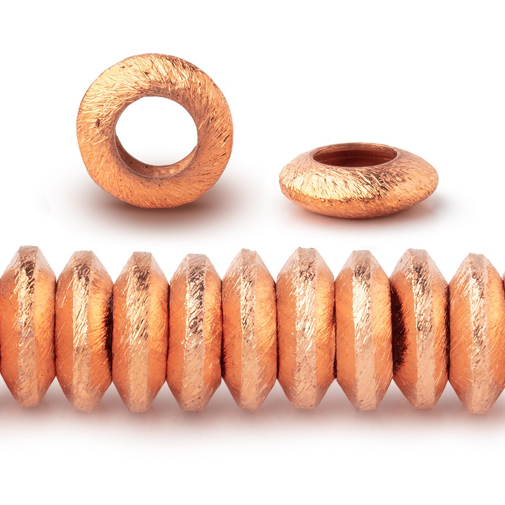 12mm Copper Brushed Disc 8 inch 50 Large Hole Beads