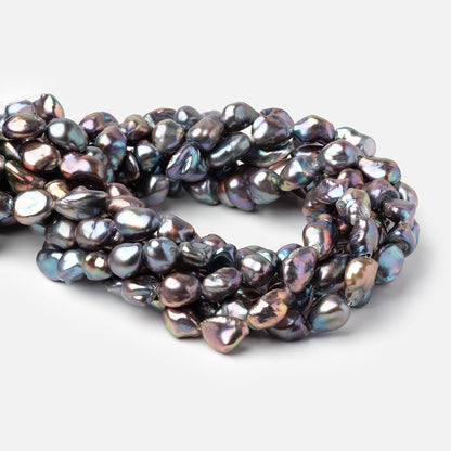 9-11mm Peacock Straight Drilled Keshi Freshwater Pearls 16 inch 32 Beads