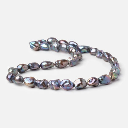 9-11mm Peacock Straight Drilled Keshi Freshwater Pearls 16 inch 32 Beads