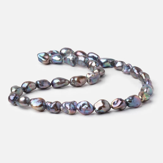 9-11mm Peacock Straight Drilled Keshi Freshwater Pearls 16 inch 32 Beads