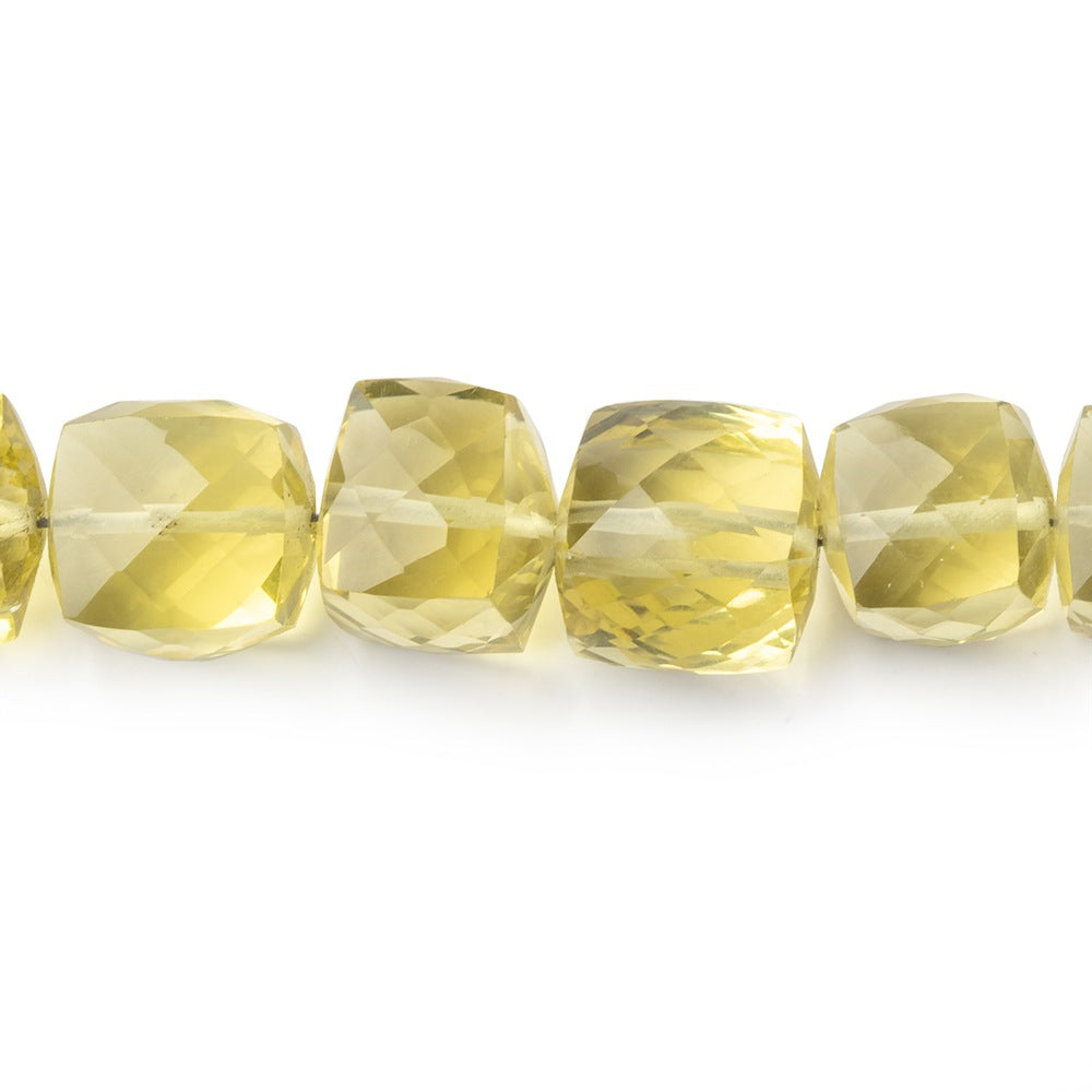 7-10mm Lemon Quartz Faceted Cube Beads 8 inch 28 pieces