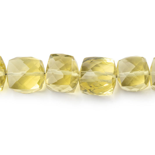 7-10mm Lemon Quartz Faceted Cube Beads 8 inch 28 pieces