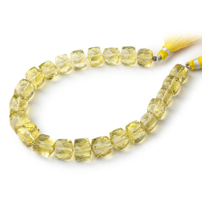 7-10mm Lemon Quartz Faceted Cube Beads 8 inch 28 pieces