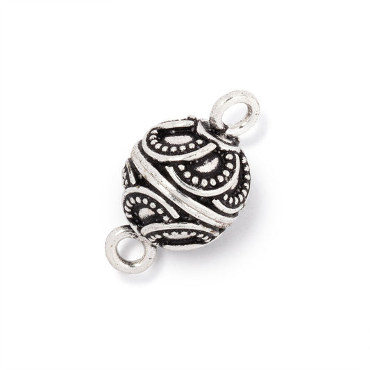 12mm Antiqued Sterling Silver Overlapping Design Magnetic Clasp 1 piece