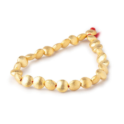 8mm 22kt Gold Plated Copper Brushed Coin Beads 8 inch 27 pieces