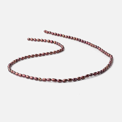 4x3mm Merlot Red Straight Drill Oval Freshwater Pearl Beads 15 inch 90 pieces